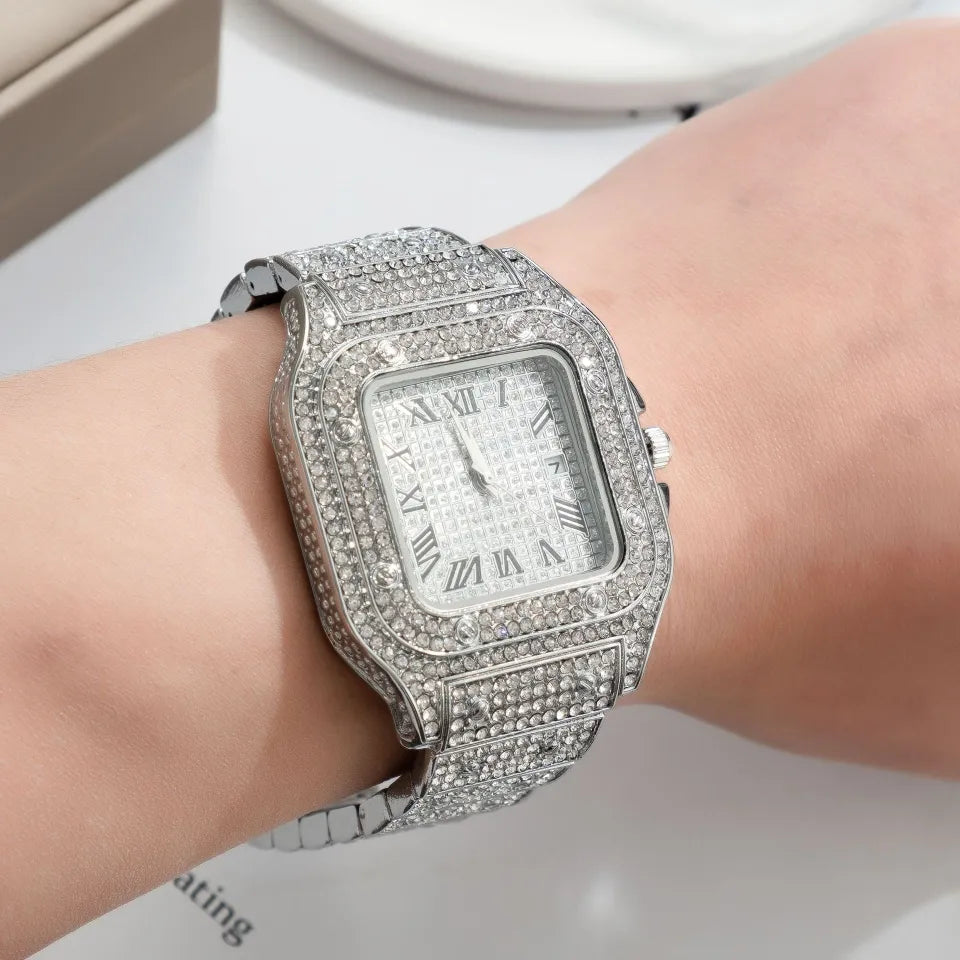 CARTIER SANTOS Iced-Tone Watch – Shine Like Never Before