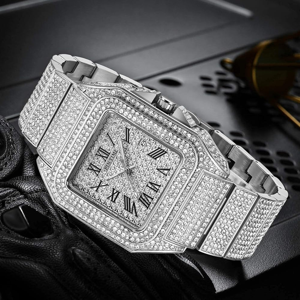CARTIER SANTOS Iced-Tone Watch – Shine Like Never Before