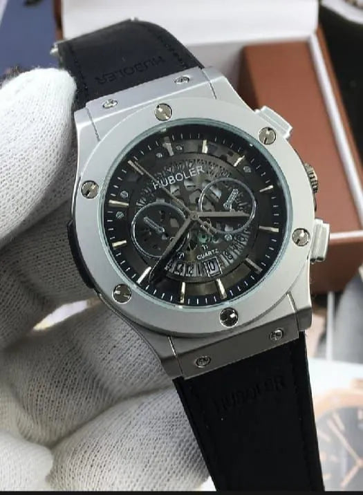 Premium Hublot Watch for Boys & Men – First Copy Luxury Timepiece with MasterLock Leather Strap
