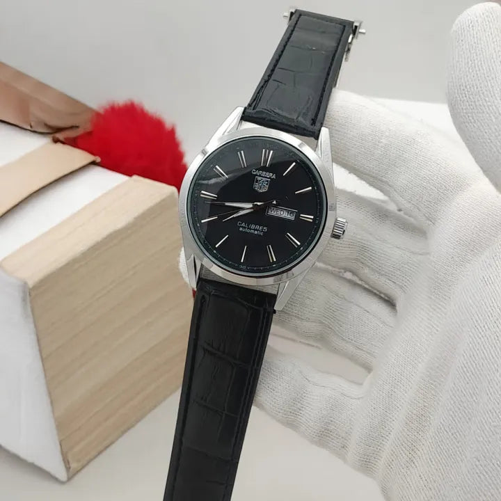 Carrera Calibre 5 - Luxury Swiss Watch with Black Dial & Leather Strap Mens Watch Wrist Watch