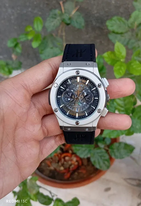 Premium Hublot Watch for Boys & Men – First Copy Luxury Timepiece with MasterLock Leather Strap